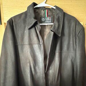 Vera Pelle Men's XL Italian-made dark brown leather jacket